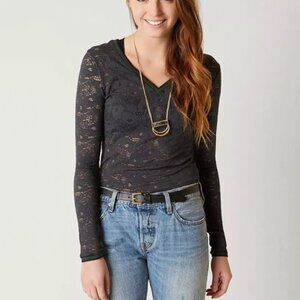 Free People Slate Floral Lace C-A-M-I Top Size small